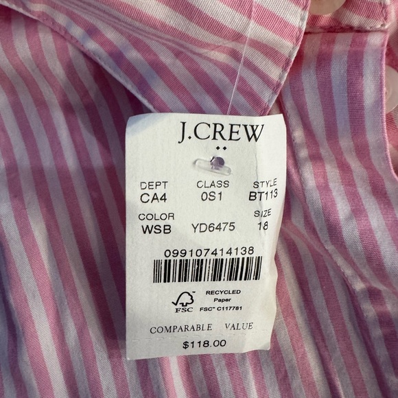 J. Crew NWT Short Sleeved Collared Mini Dress Pink and White Size 18 - Picture 5 of 10